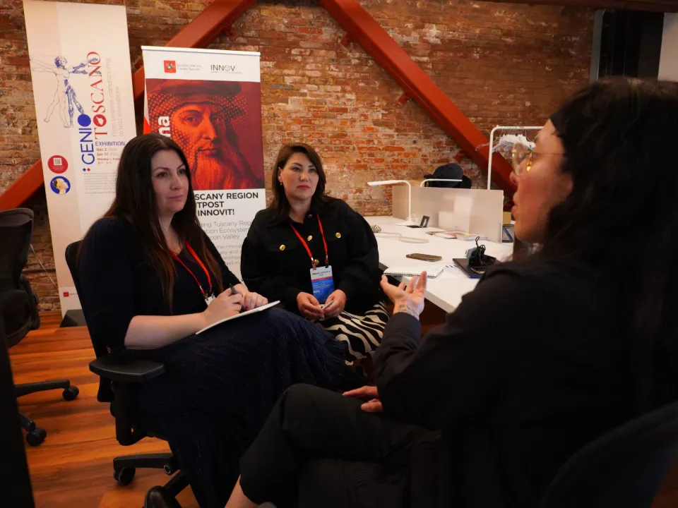 A mentoring session with founders at a startup program